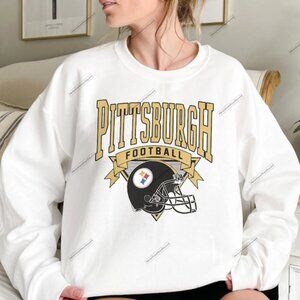 Pittsburgh Football Sweatshirt, Pittsburgh Shirt, Pittsburgh Crewneck White